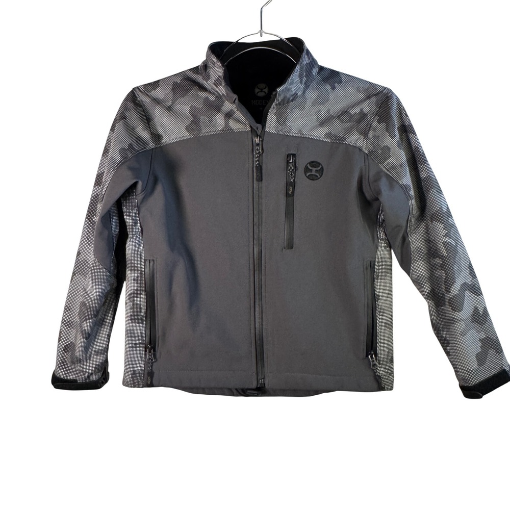 Hooey Kids Softshell Jacket Grey Camo Full Zip Performance XS Coat Western Ranch